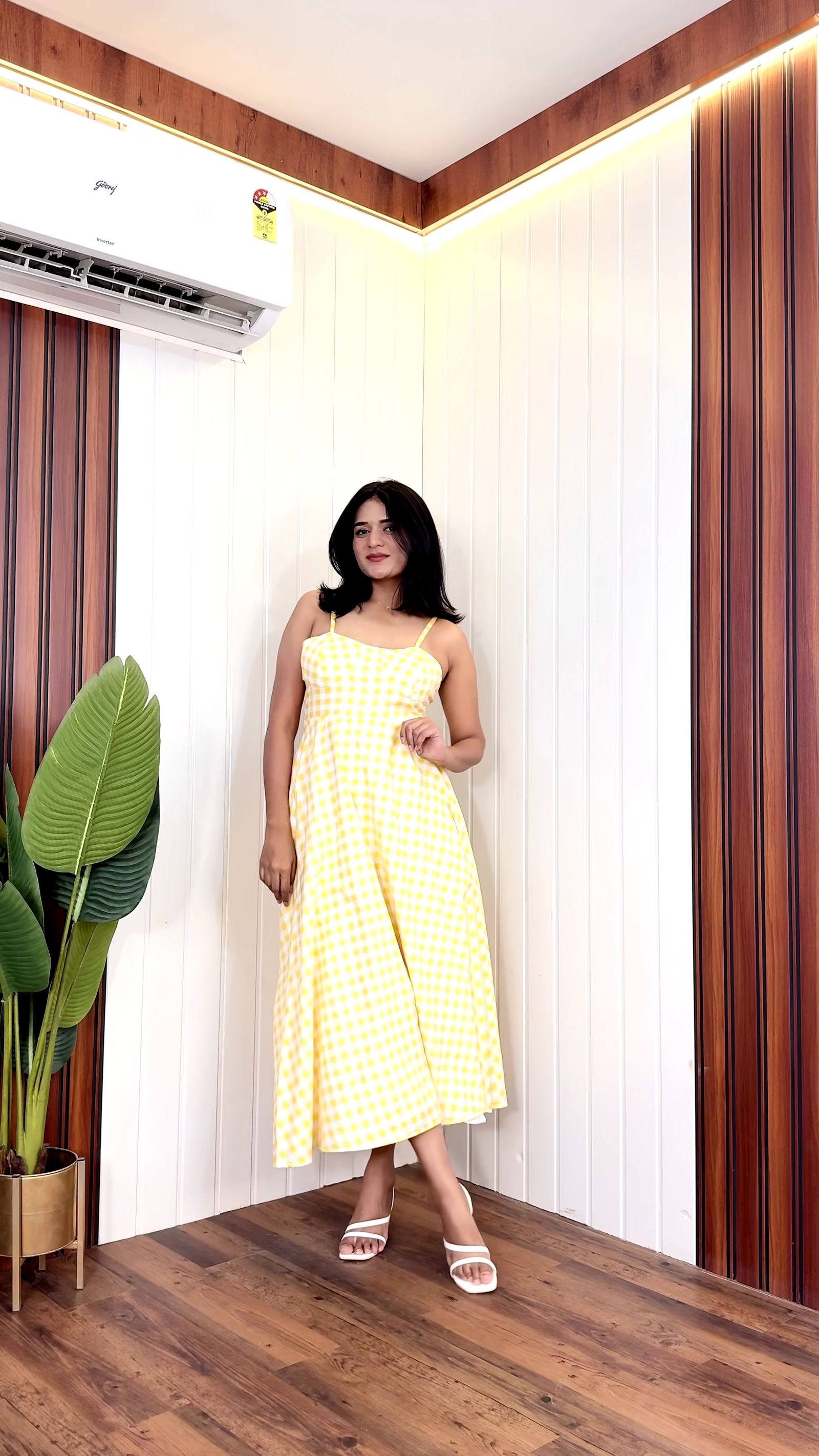 Sunny Gingham Midi Dress