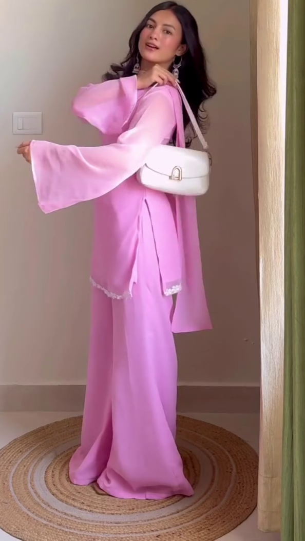 Elegant Pink Kurta Palazzo Set