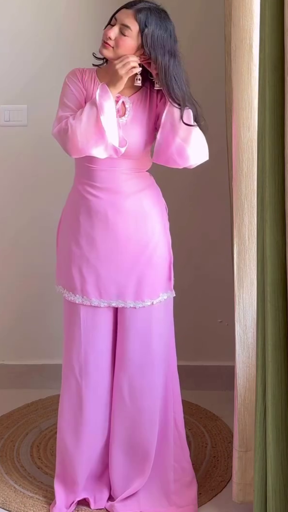 Elegant Pink Kurta Palazzo Set